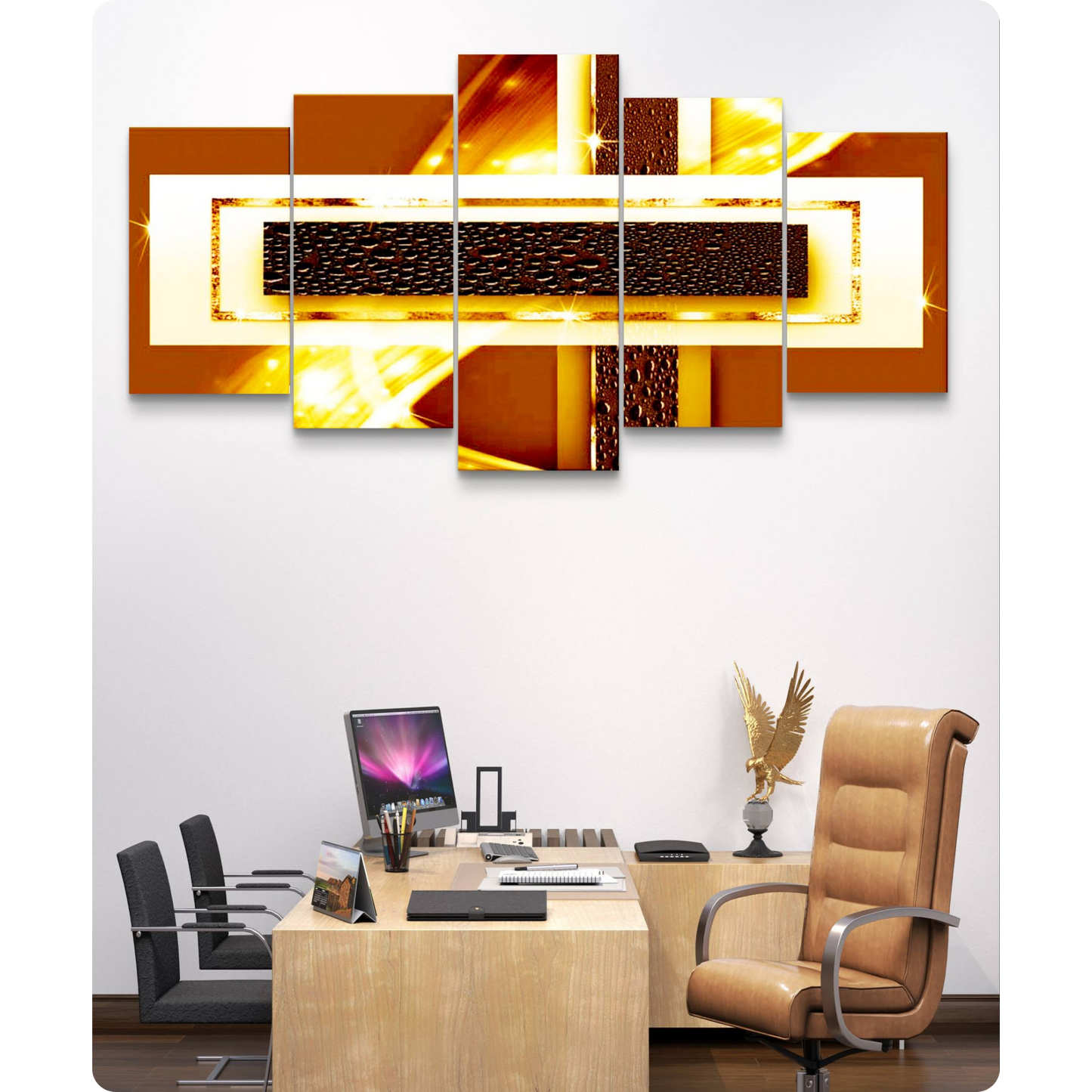 Brown Glass Abstract Office Wall Art – Multi-Panel Canvas Print