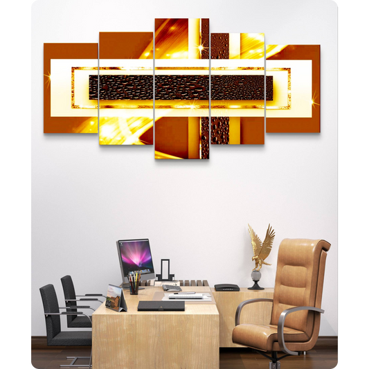 Brown Glass Abstract Office Wall Art – Multi-Panel Canvas Print