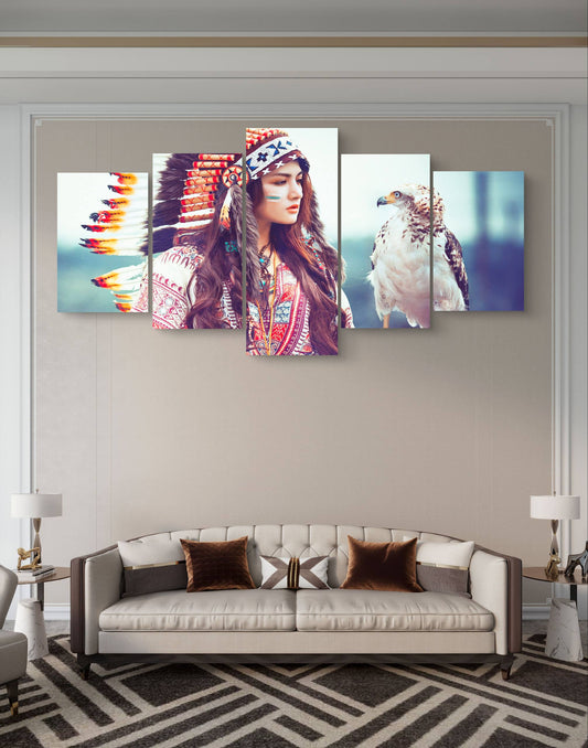 Native America Eagle Canvas Wall Art – Multi-Panel Décor
