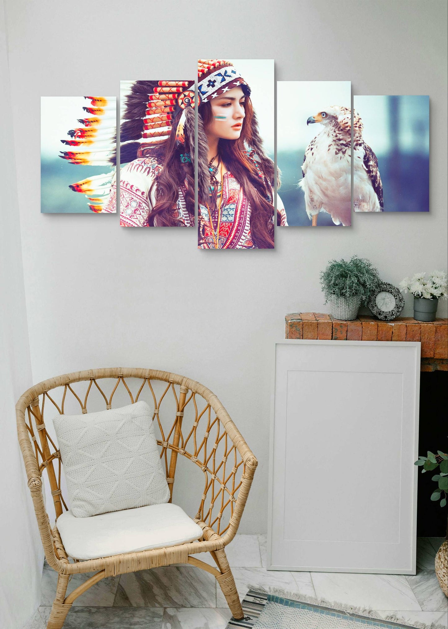 Native America Eagle Canvas Wall Art – Multi-Panel Décor