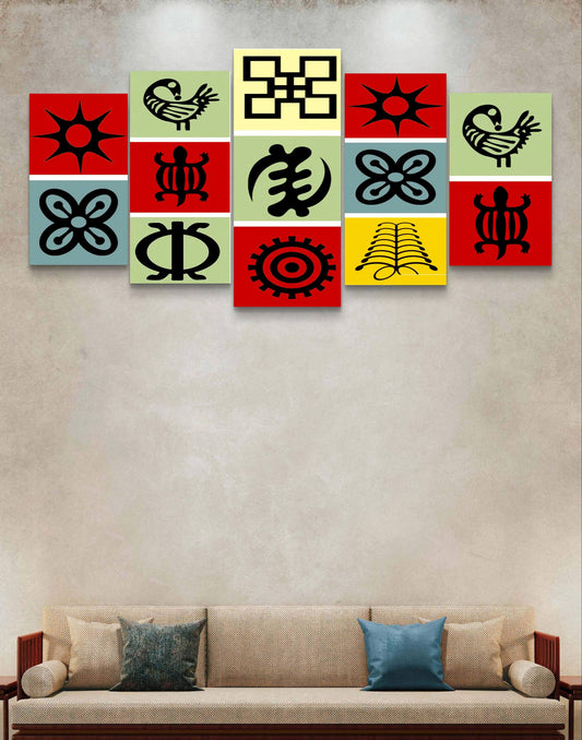 Adinkra Symbols Akan Cultural Canvas Wall Art – Multi-Panel Print