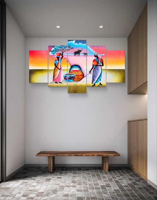 Africa Map Cultural Canvas Wall Art – Multi-Panel Design