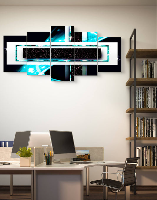 Blue Glass Office Canvas Wall Art – Waterproof Multi-Panel Print