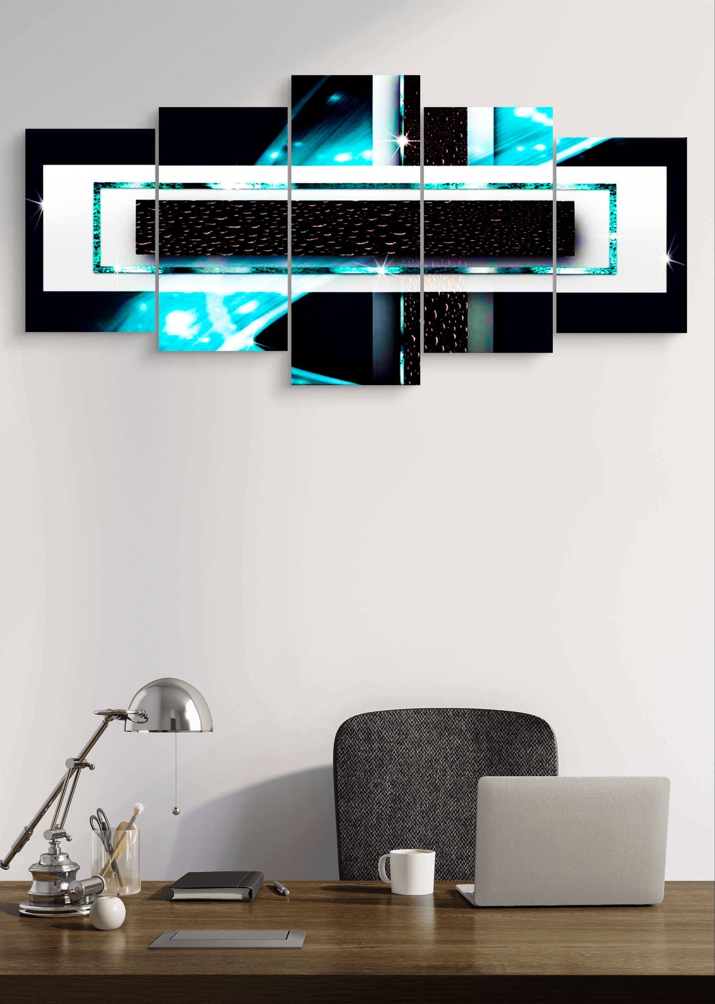 Blue Glass Office Canvas Wall Art – Waterproof Multi-Panel Print