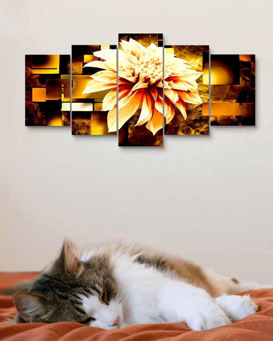 Brown Flowers Abstract Canvas Wall Art – Multi-Panel Bedroom Decor