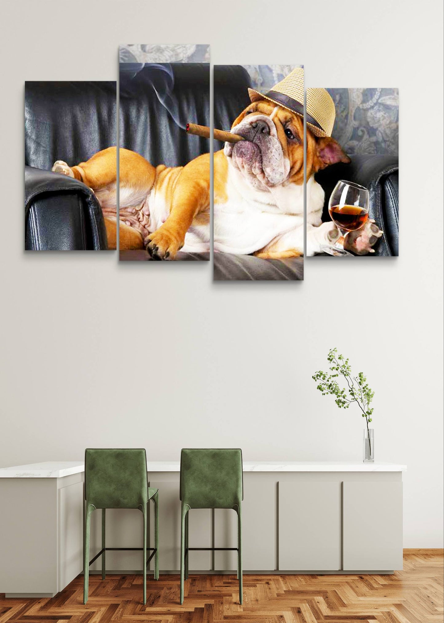 Bull Dog Lounge Canvas Wall Art – Multi-Panel Kitchen Décor