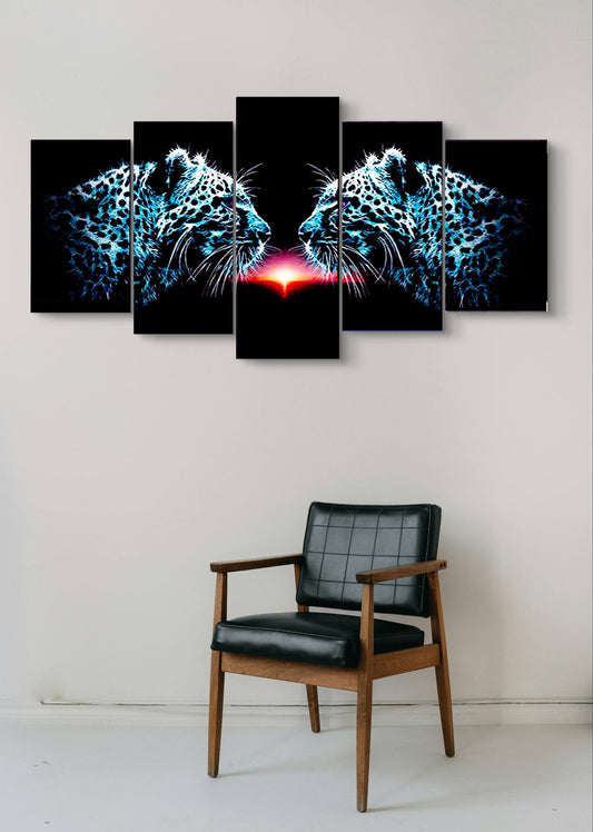 Face Off Cheetah Abstract Canvas Wall Art – Multi-Panel Print
