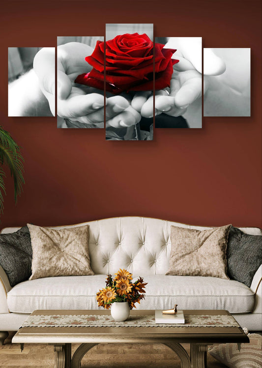 Hand & Rose Floral Canvas Wall Art – Multi-Panel Print