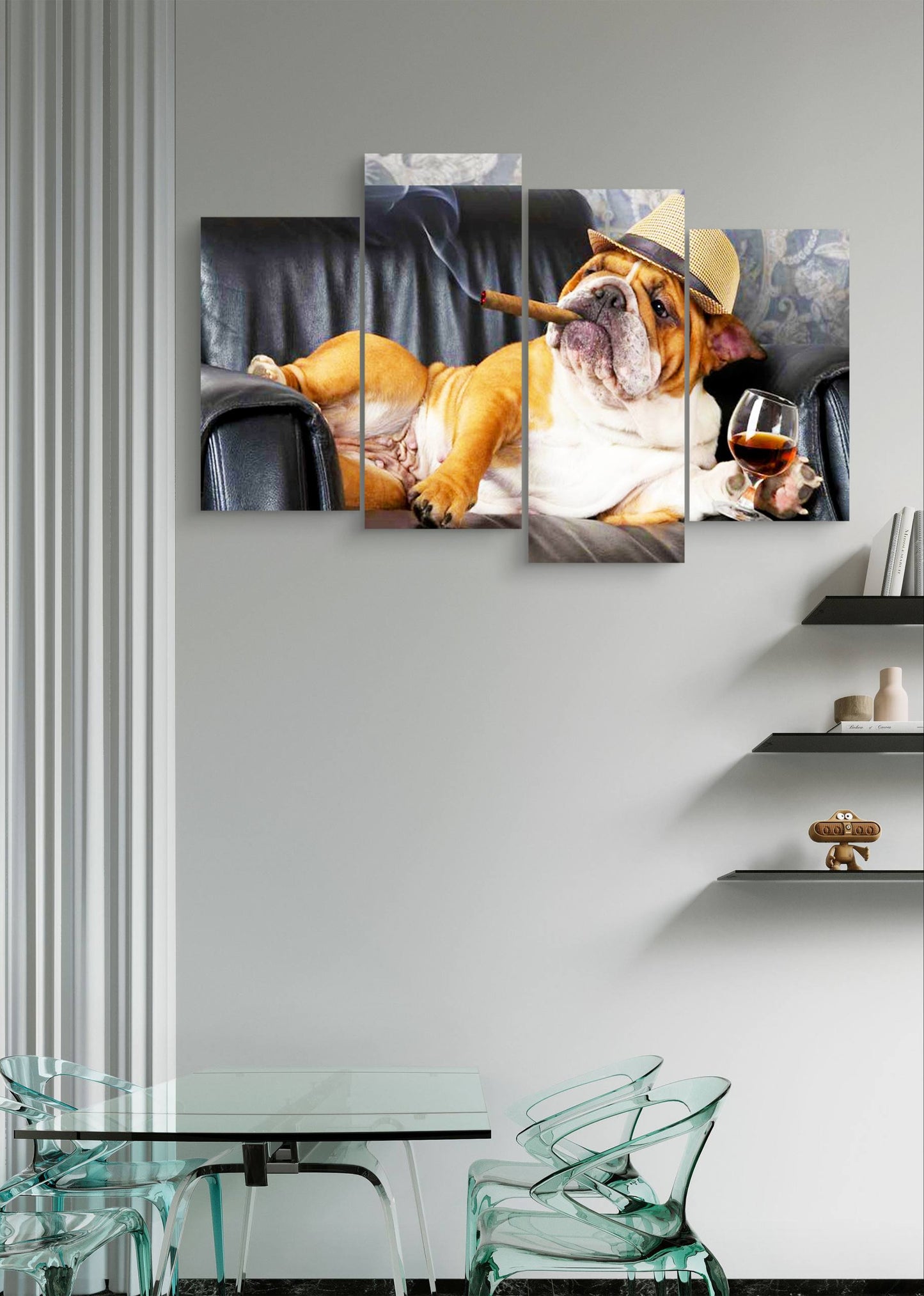 Bull Dog Lounge Canvas Wall Art – Multi-Panel Kitchen Décor