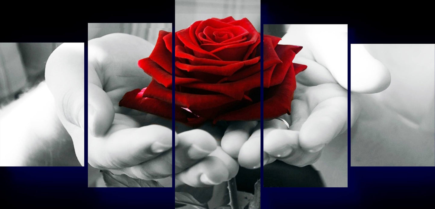 Hand & Rose Floral Canvas Wall Art – Multi-Panel Print
