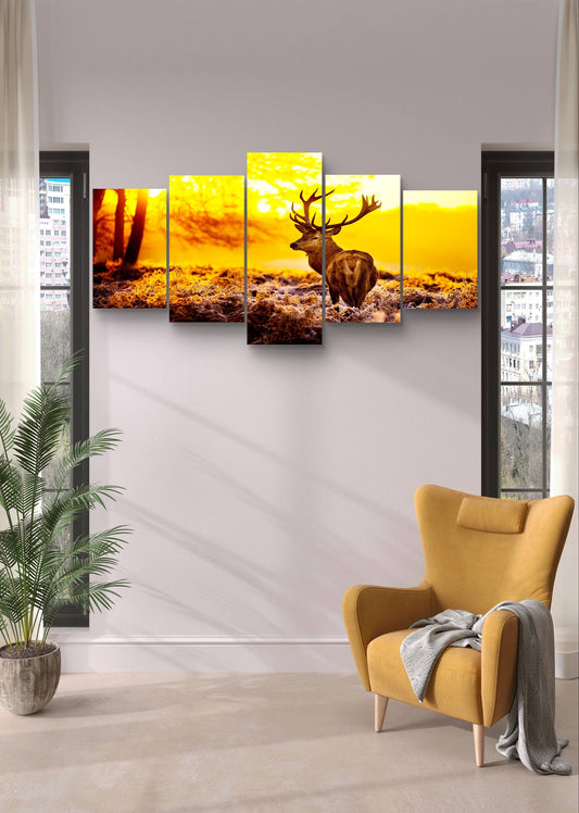 Sunset Deer Canvas Wall Art – Multi-Panel Print