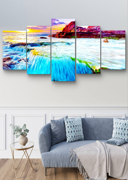 Waterfall (Fall New) Photography Canvas Wall Art – Multi-Panel Print