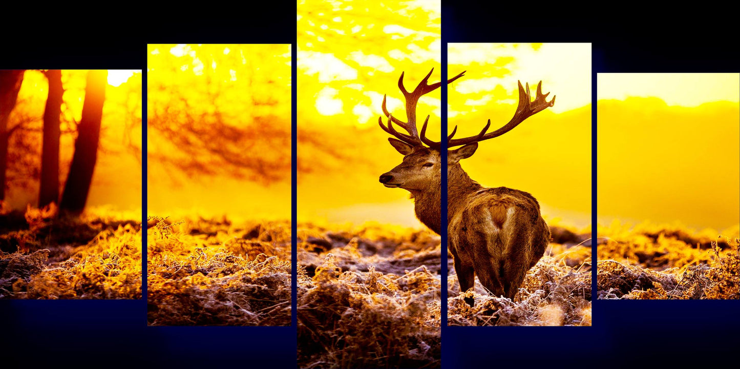 Sunset Deer Canvas Wall Art – Multi-Panel Print