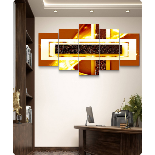 Brown Glass Abstract Office Wall Art – Multi-Panel Canvas Print