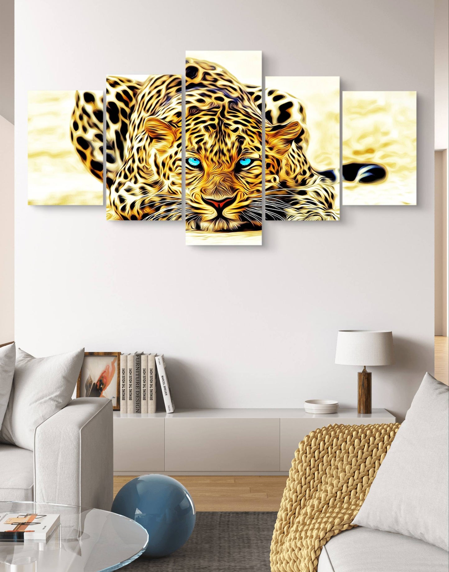 Gold Tiger Multi-Panel Canvas Wall Art