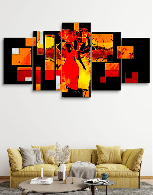 African Ville Canvas Wall Art – Multi-Panel Bedroom Decor