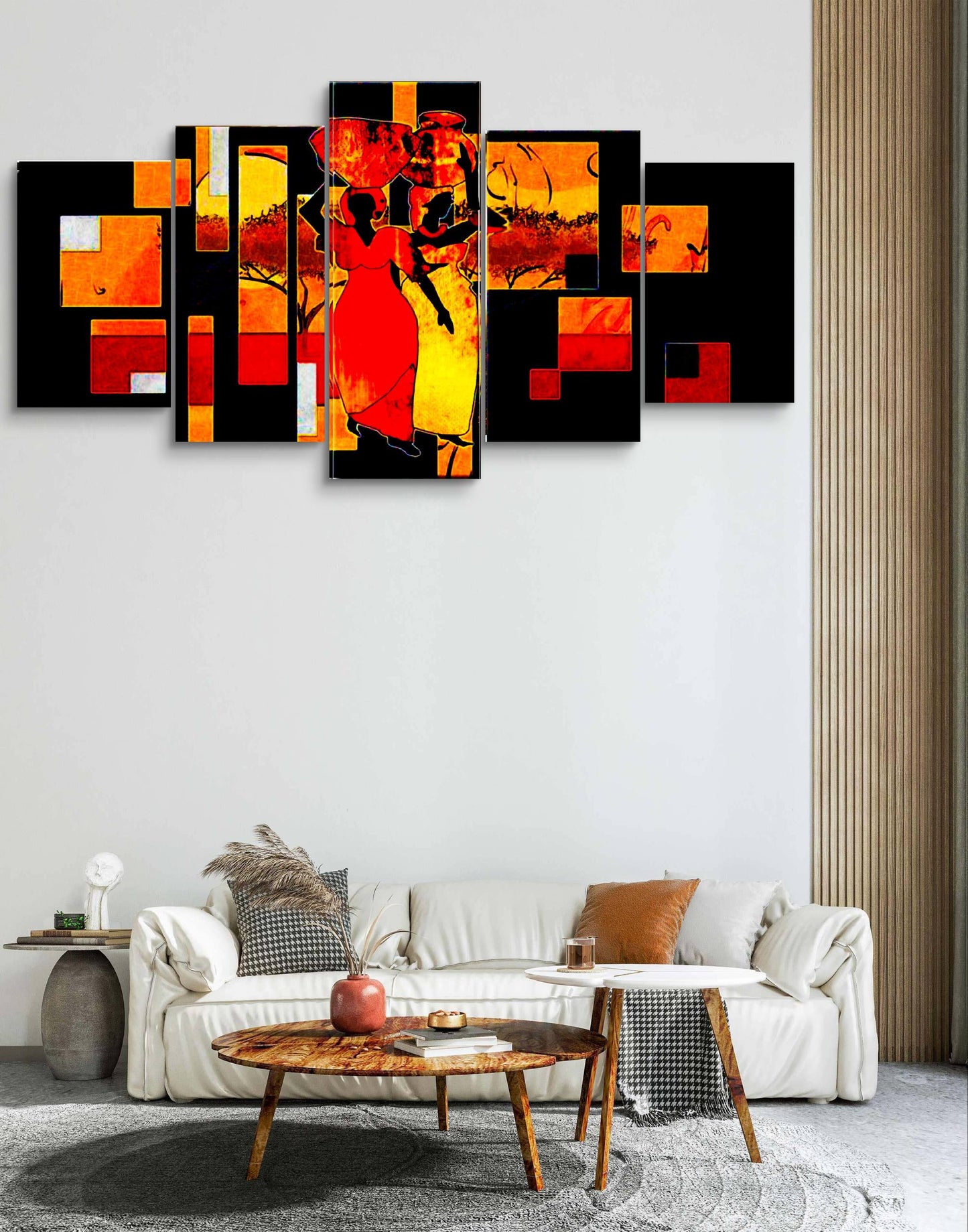 African Ville Canvas Wall Art – Multi-Panel Bedroom Decor