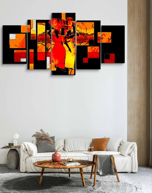 African Ville Canvas Wall Art – Multi-Panel Bedroom Decor