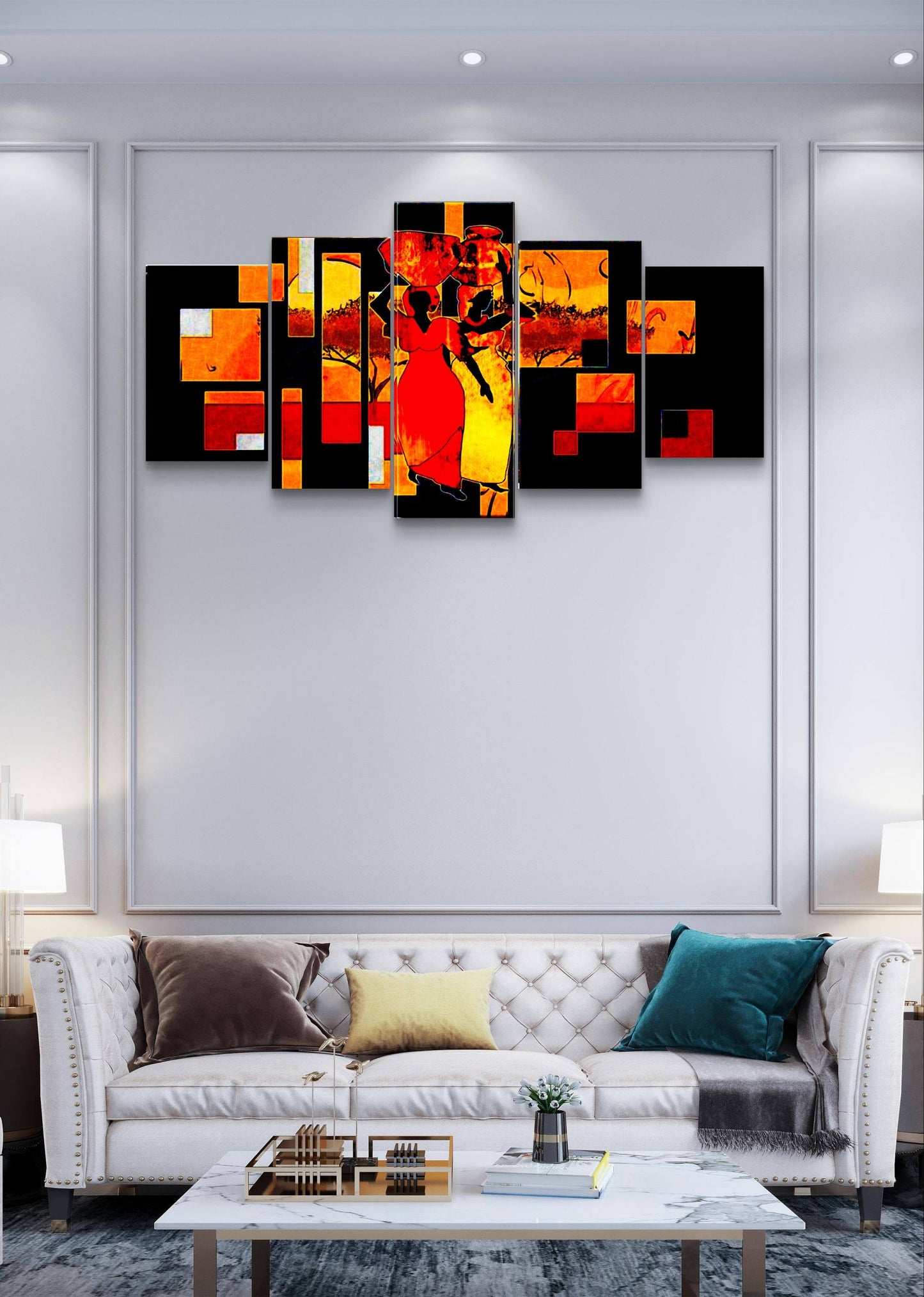 African Ville Canvas Wall Art – Multi-Panel Bedroom Decor