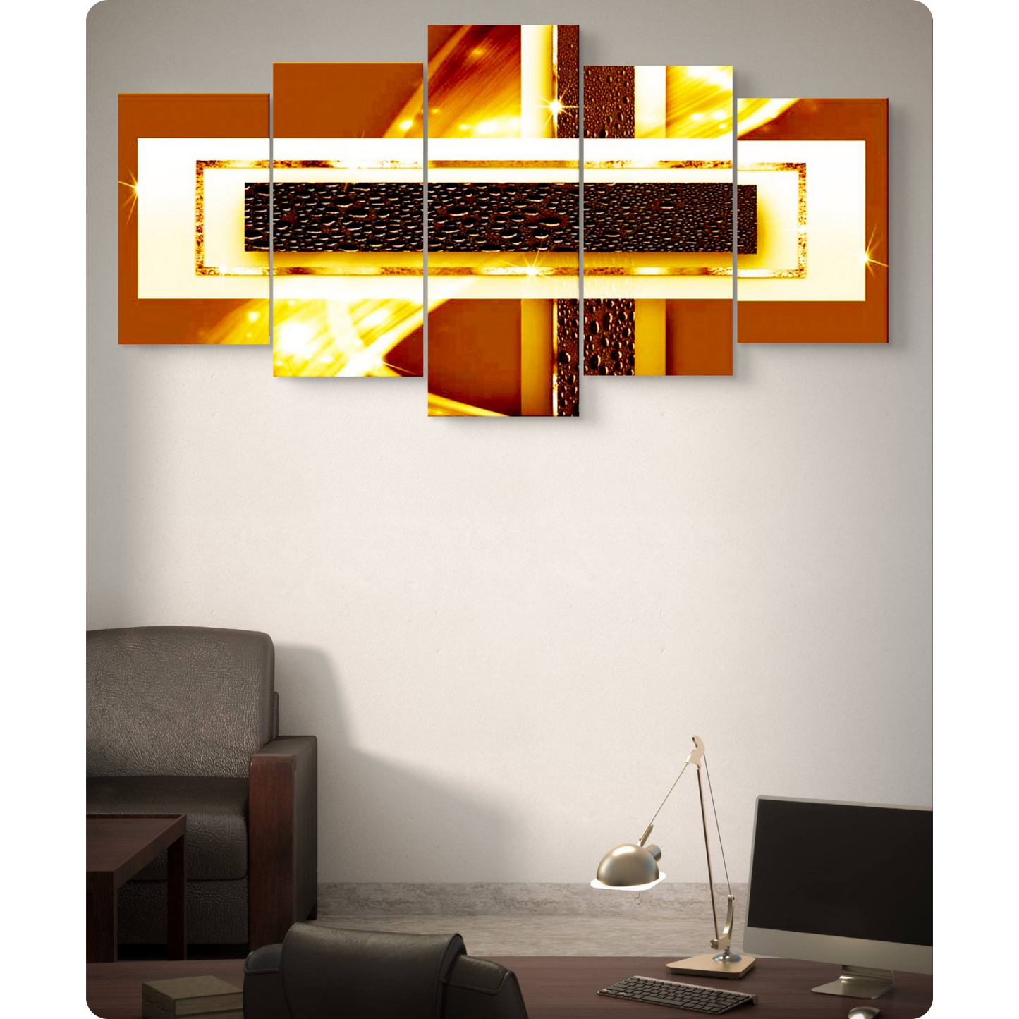 Brown Glass Abstract Office Wall Art – Multi-Panel Canvas Print