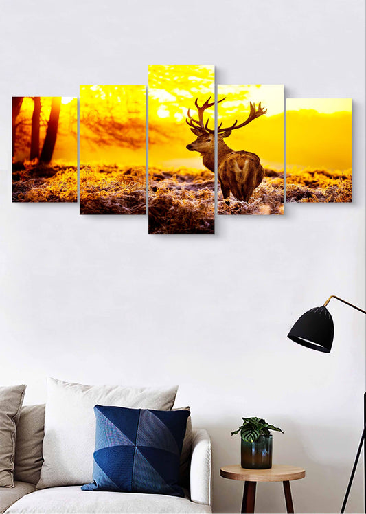 Sunset Deer Canvas Wall Art – Multi-Panel Print