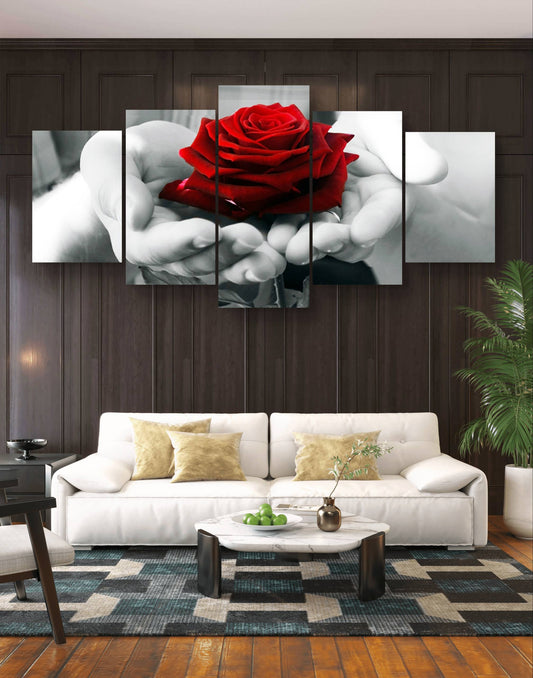 Hand & Rose Floral Canvas Wall Art – Multi-Panel Print
