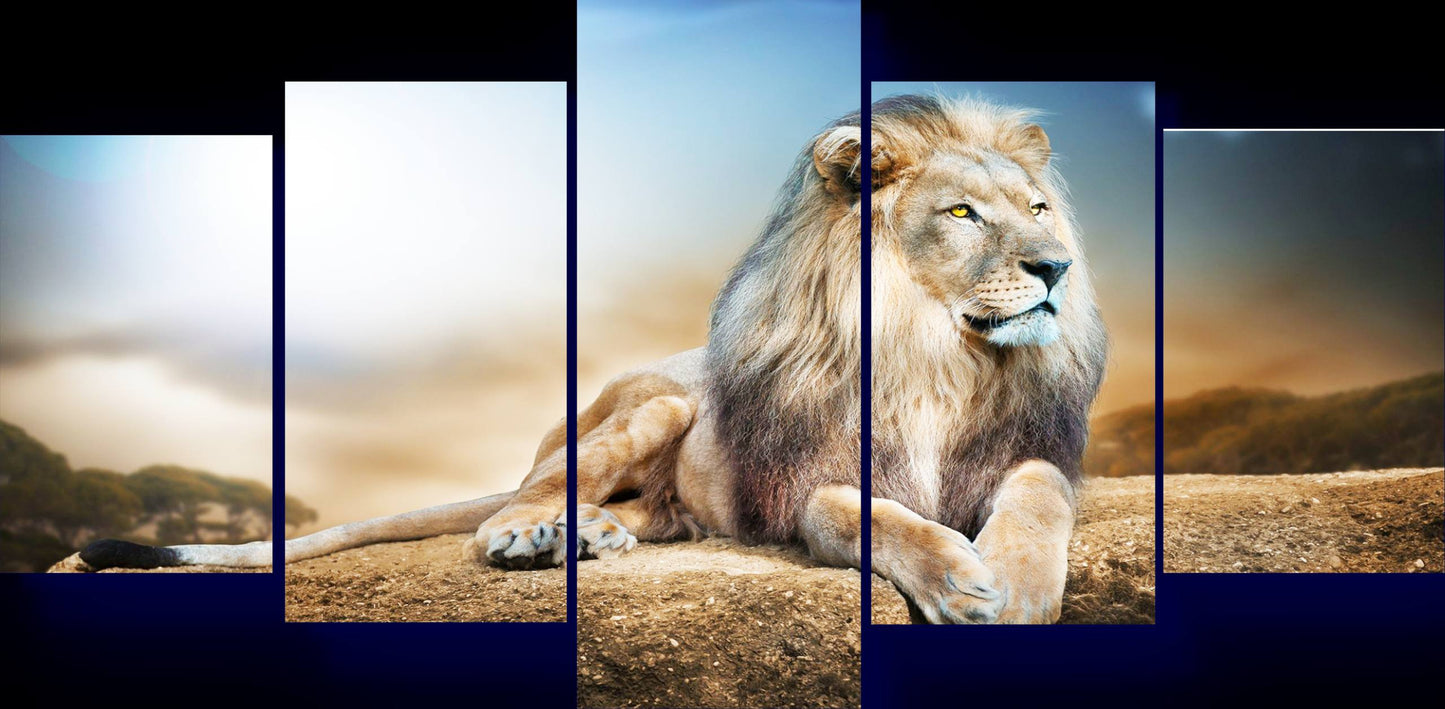 Lone Lion Wildlife Canvas Wall Art – Multi-Panel Print