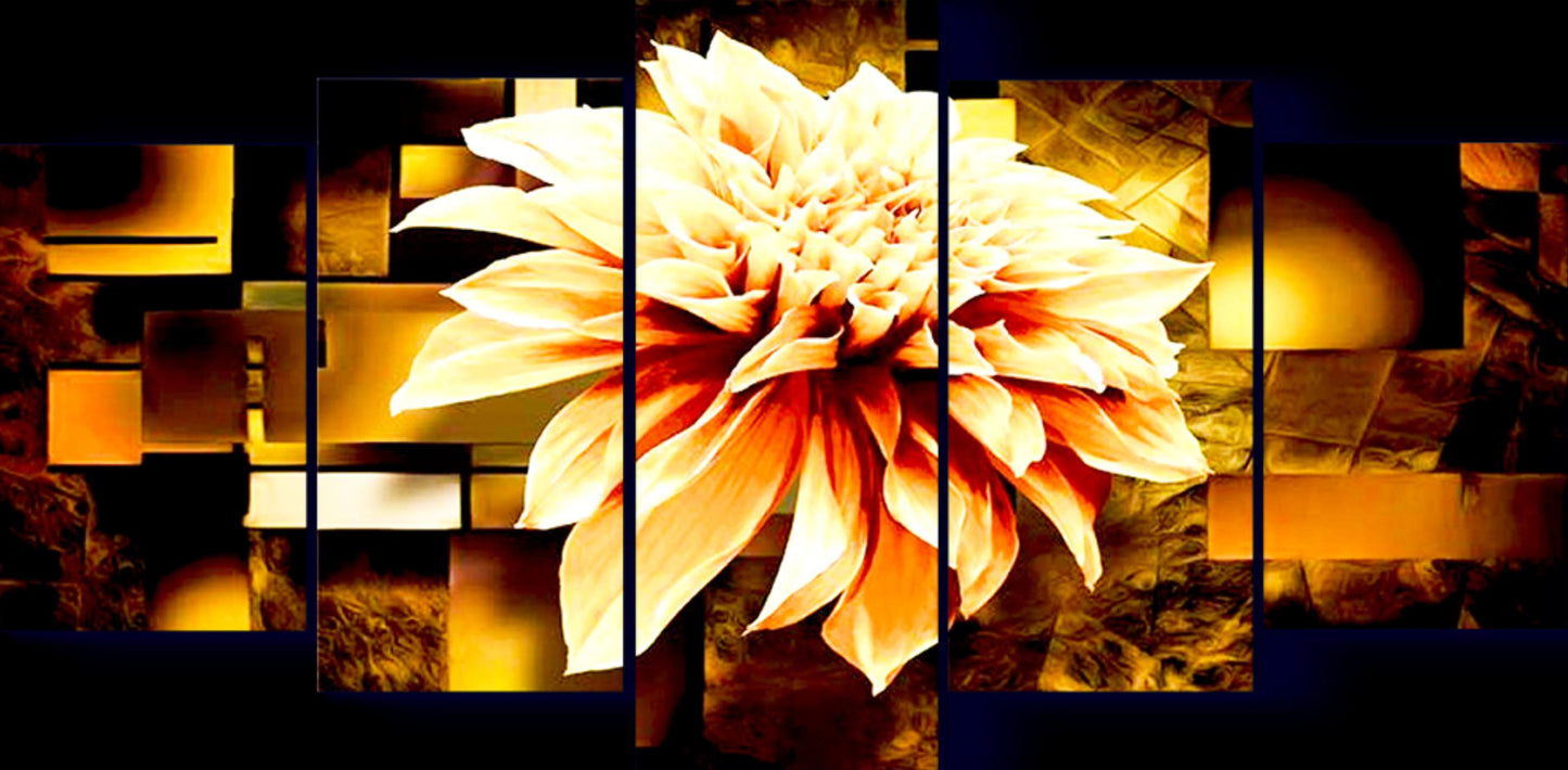 Brown Flowers Abstract Canvas Wall Art – Multi-Panel Bedroom Decor