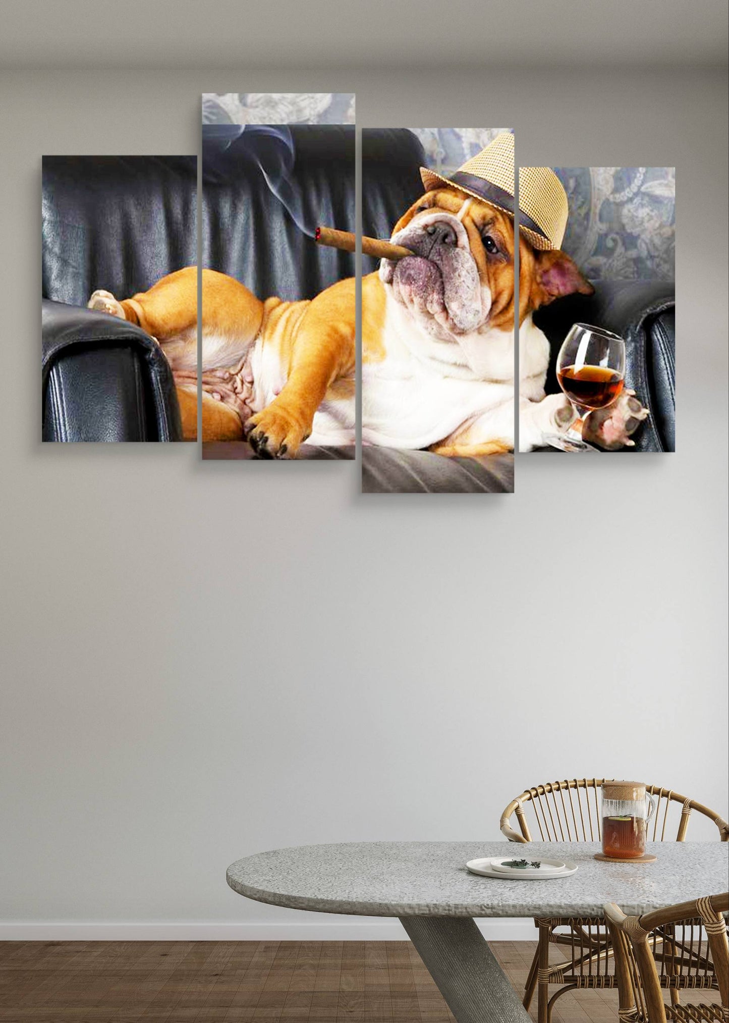 Bull Dog Lounge Canvas Wall Art – Multi-Panel Kitchen Décor